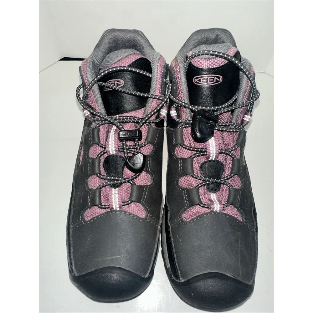 KEEN TARGHEE MID WATERPROOF 1020131 HIKING BOOT YOUTH SIZE 5 RAVEN/TULIPWOOD